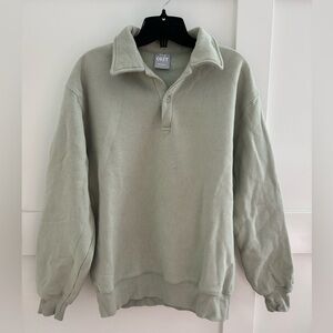 TNA cozy fleece boyfriend polo sweatshirt size XS mint green